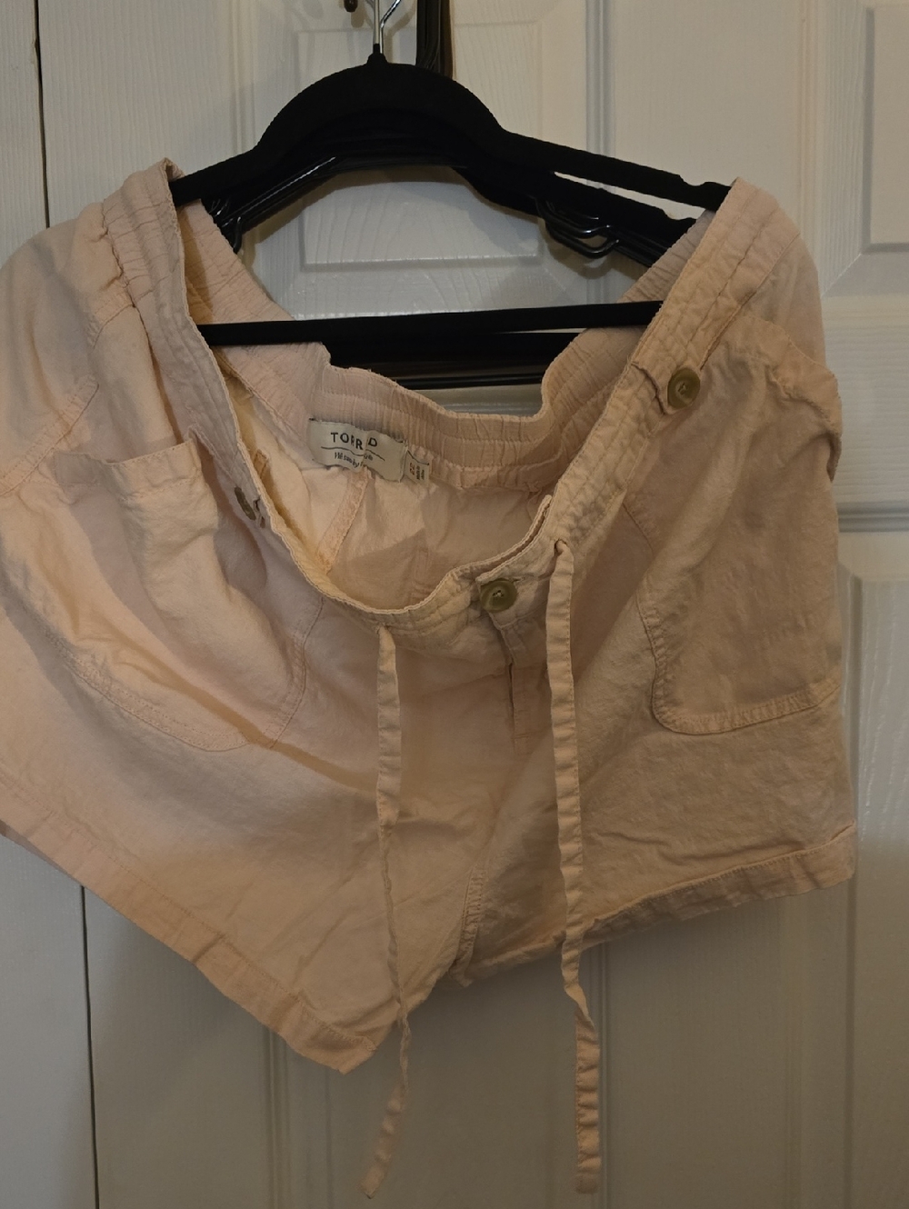 Torrid Light Blush Drawstring Linen-Blend Shorts